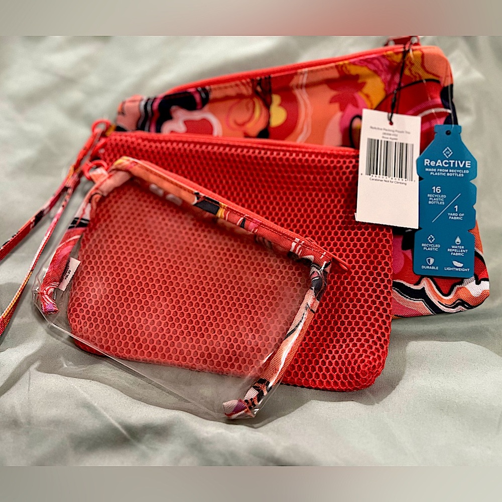 NWT Vera Bradley ReActive Packing Pouch Trio - retired rose agate pattern